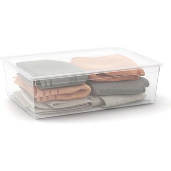 KIS Plastový úložný box C-Box Transparent L s kolečky, 27 L