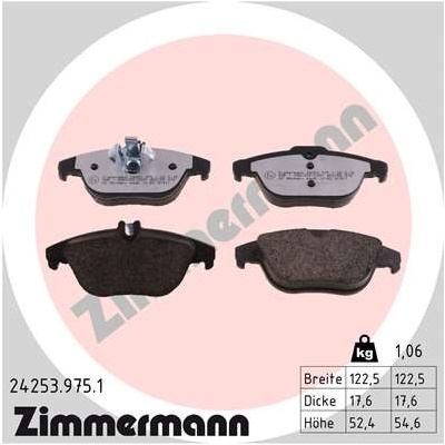 ZIMMERMANN Sada brzdových platničiek kotúčovej brzdy 242539751