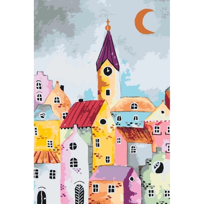 MALUJEŠ Malování podle čísel KATEŘINA MAREYI BAREVNÉ DOMEČKY III Rozměr 40 x 50 cm Rámování vypnuté plátno na rám