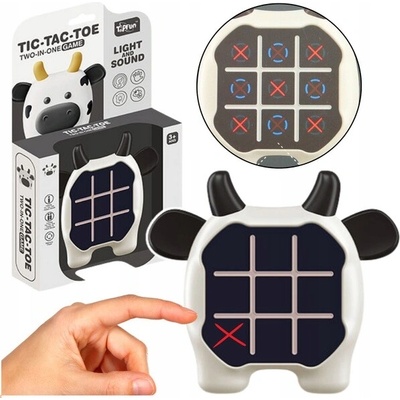 Elektronická hra 3v1 piškvorky Memory Kráva Bílo černá LEAN Toys