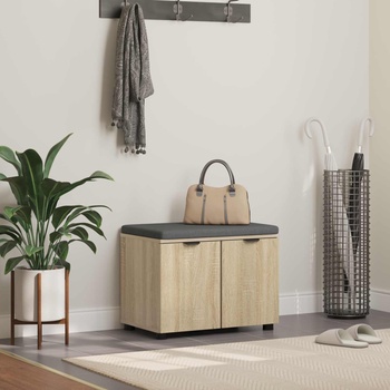 vidaXL Пейка за коридор с възглавница Сонома дъб 60 x 38 x 46 см (891474)