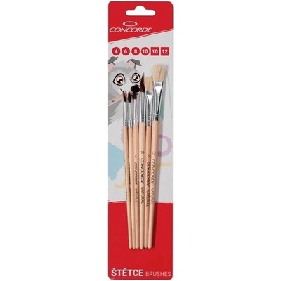 Štetec CONCORDE Natural okrúhle a ploché - balenie 6 ks (A65580)