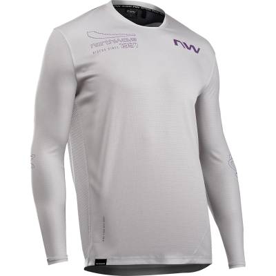 Northwave Мъжка фланелка с дълъг ръкав за колоездене Northwave Edge 2 Jersey Long Sleeve Cycling jersey - Light Grey / Dark Purple - размер XXL (056-3143-0416)
