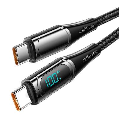 Bomba USB Type C - C TURBO 100W 5A rychlonabíjecí + data LED kabel 1M/2M Barva: Černá, Délka: 1M C101_USBC-USBC_BLACK