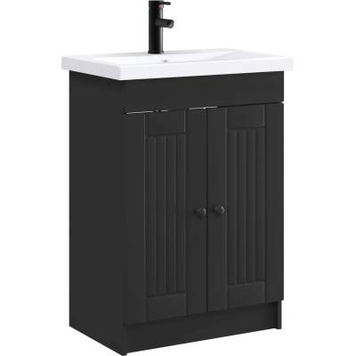 vidaXL Комплект мебели за баня Черно 78, 5 x 37, 5 x 81 см (3404195)