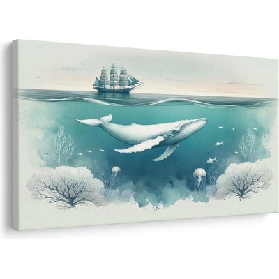 Obraz velryba a korály pod hladinou - 40x30