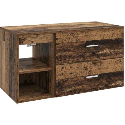 vidaXL Комплект мебели за баня 2 pcs Старо дърво Инженерна дървесина (3403942)