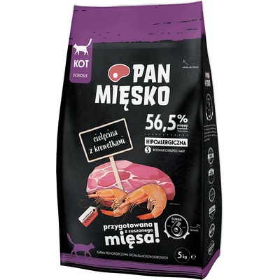 Pan Mięsko 5кг Small Cat Pan Mięsko, суха храна за котки - телешко и скариди