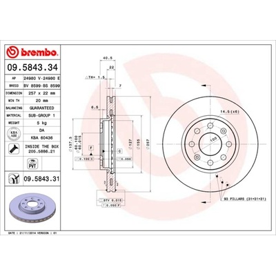 BREMBO Brzdový kotúč 09.5843.31