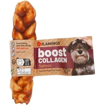 FLAMINGO Boost Collagen Braided Strip s lososem 12,5 cm 30 g