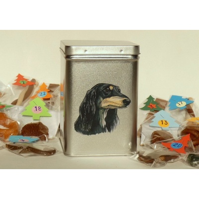 Kerásek Adventní kalendář pro psy v dóze se saluki 33 ks pamlsků 550 g