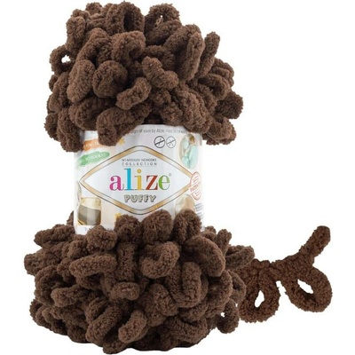 Alize příze Puffy 493 tmavě hnědá