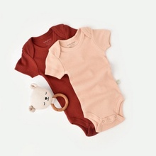 BabyCosy Organic ORGANIC body s krátkým rukávem 2ks Červená Pudrová