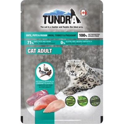 TUNDRA пауч за котка, БЕЗ ЗЪРНО, патица, пуйка и фазан - 85 гр, Германия - 774