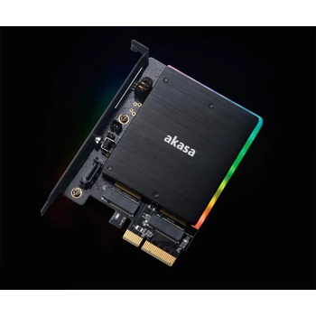 Akasa Рамка за монтиране на SSD Akasa M. 2 PCIe и M. 2 SATA SSD адаптер RGB LED AK-PCCM2P-03 (AK-PCCM2P-03)