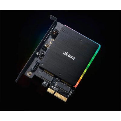 Akasa Рамка за монтиране на SSD Akasa M. 2 PCIe и M. 2 SATA SSD адаптер RGB LED AK-PCCM2P-03 (AK-PCCM2P-03)