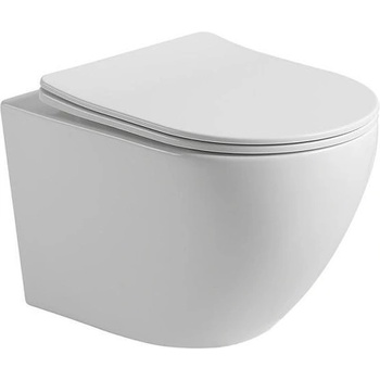 Inter Ceramic Конзолна тоалетна чиния 4937MW TORNADO, Inter Ceramic, седалка и капак, порцелан, бял мат, 36х49х36см (4937MW TORNADO)