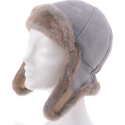 Splus Dětská kožešinová ušanka z ovčiny DU12 světle modrý velur