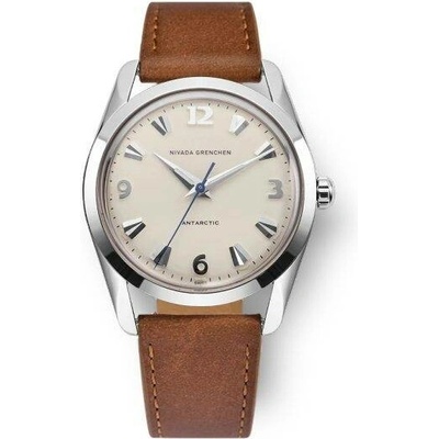 Nivada Grenchen Antarctic 35 mm Eggshell White Luminova Brown Leather