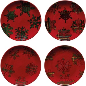 Casafina Комплект от 4 десертни чинии от червен и черен фаянс, ø 21, 6 cm Snowflake - Casafina (ZCF-COPS03-00819D)