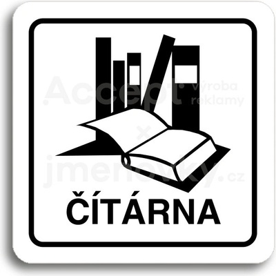 ACCEPT Piktogram čítárna - bílá tabulka - černý tisk