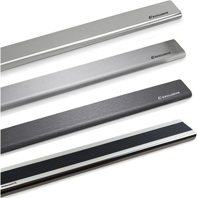 Croni Prahové nerezové lišty Škoda Fabia III (2014 - 2022) - 1. Lesklý odstín a hladký povrch + nápis Exclusive – Zboží Mobilmania