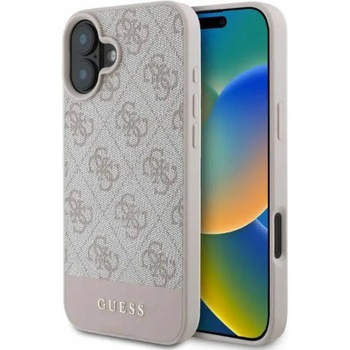 GUESS Калъф Guess 4G Bottom Stripe iPhone 16 - розов