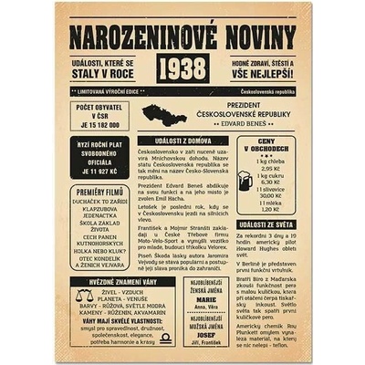 Narozeninové noviny 1938 - jednostranné - Rak, Černobílé