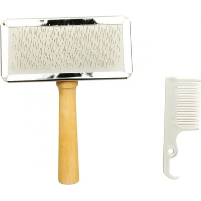 Trixie Soft brush wooden handle metal bristles 9 x 13 cm