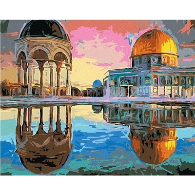 zuty Malování Podle Čísel Jeruzalém V Odrazu Vody 80 x 100 Cm Plátno