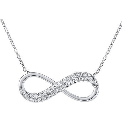 SILVEGO Stříbrný náhrdelník infinity sara s brilliance zirconia PRGBR1040NS