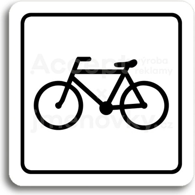 ACCEPT Piktogram bicykl - bílá tabulka - černý tisk