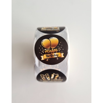 Самозалепващи етикети на ролка с надпис " happy birthday"