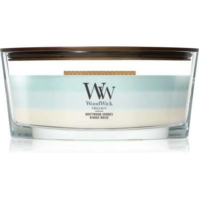 WoodWick Trilogy Driftwood Shores ароматна свещ с дървен фитил 453.6 гр