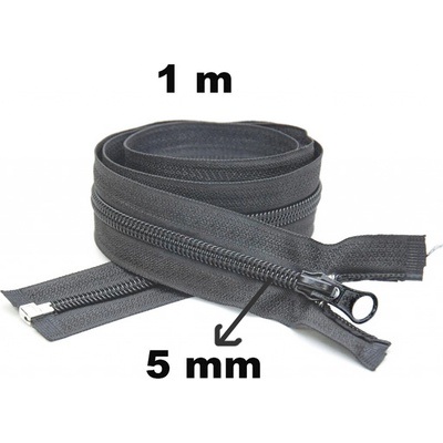 Zips špirálový, farba grafitová 5 mm, dĺžka 100 cm