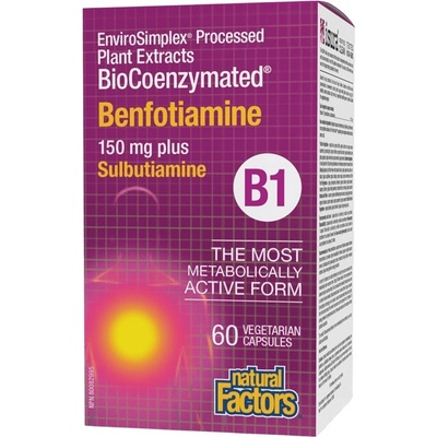 Natural Factors BioCoenzymated Benfotiamine B1 plus Sulbutiamine, 60 Capsules