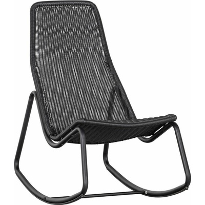 WOOOD Tonny Černé ratanové zahradní houpací křeslo