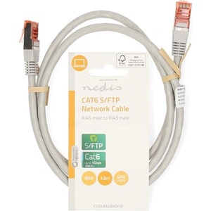 Nedis CCGL85220GY10 UTP / FTP Cat6 пач кабел, RJ45 с позлатени конектори, 10/100/1000 Mbit/s, дължина 1 м (CCGL85220GY10)