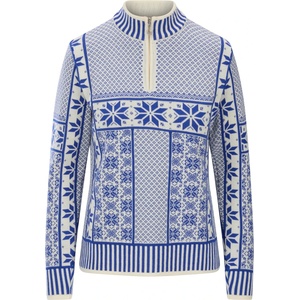 Dale of Norway Дамски вълнен пуловер Dale of Norway Women's Vardåsen Sweater Merino jumper - Offwhite / Ultramarine (105-7827-0211)