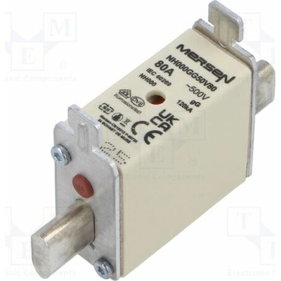MERSEN NH000GG50V80/3 Pojistka: tavná; 80A; 500VAC; gG; keramická,průmyslová; NH000