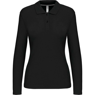 Kariban K244 Dámske piqué polo s dlhým rukávom čierna