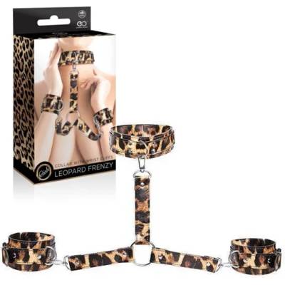 Яка с маншети за китки, леопардова шарка - Leopard Frenzy Collar Cuffs (NMC0002346)