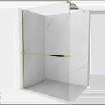 Mexen Kioto+ стенна преграда за душ с рафт Walk-in 130 x 200 см, прозрачна, златна (800-130-121-50-00)