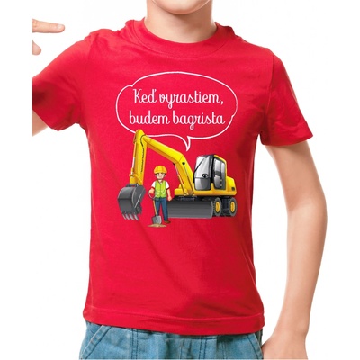 Fajntričko Kids detské tričko Keď vyrastiem, budem bagrista červená