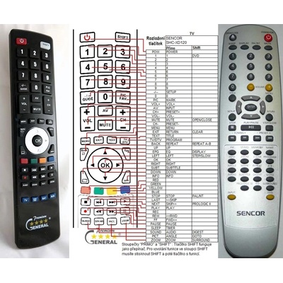 GENERAL SENCOR SHC-XD115, SHC-XD120, SHC-XD450 - съвместимо дистанционно управление на марката General (SHC-XD115, SHC-XD120, SHC-XD450)