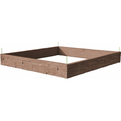 Barigadi Vyvýšený záhon betónový 200 x 200 cm výška 25 cm vzor štiepaný kameň hnedá