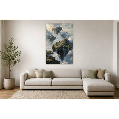 Obraz na plátně – Plovoucí skalní ostrovy s vodopády 90 × 135 cm