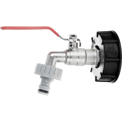 Guľový ventil 3/4" pre IBC kontajner 1000 l, závit 1", výstup na 1/2" rýchlospojku, GEKO