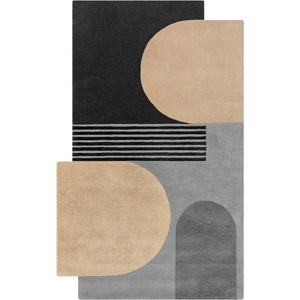 Flair Rugs Черно-сив ръчно изработен вълнен килим 150x240 cm Lozenge Monochrome - Flair Rugs (503119377570)