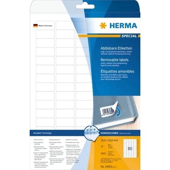 HERMA етикети, сваляеми, 35, 6 x 16, 9 мм, 2000 бр (10003)